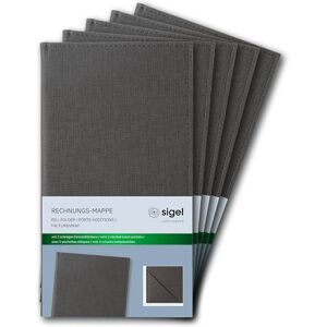 Sigel RM101/5 Rechnungsmappe, anthrazit mit edler Leinenstruktur, 5er Pack, strapazierfähig und leicht abwischbar, 23 x 13 cm Sigel RM101/5 Rechnungsmappe, anthrazit mit edler Leinenstruktur, 5er Pack, strapazierfähig und leicht abwischbar, 23 x 13 cm