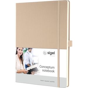Sigel CO640 Premium Notizbuch A4 kariert beige, Hardcover, 194 nummerierte Seiten, nachhaltiges Papier, mit Inhaltsverzeichnis, Stiftschlaufe, Falttasche, Gummibandverschluss, Conceptum Sigel CO640 Premium Notizbuch A4 kariert beige, Hardcover, 194 nummerierte Seiten, nachhaltiges Papier, mit Inhaltsverzeichnis, Stiftschlaufe, Falttasche, Gummibandverschluss, Conceptum