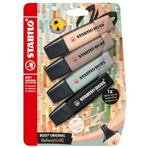 STABILO Textmarker BOSS ORIGINAL NatureCOLORS 4er Blister beige, warmgrau, grünerde, schwarz STABILO Textmarker BOSS ORIGINAL NatureCOLORS 4er Blister beige, warmgrau, grünerde, schwarz
