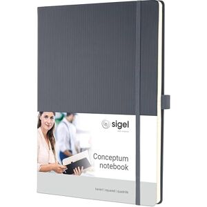 Sigel CO648 Premium Notizbuch A4 kariert grau, Hardcover, 194 nummerierte Seiten, nachhaltiges Papier, mit Inhaltsverzeichnis, Stiftschlaufe, Falttasche, Gummibandverschluss, Conceptum Sigel CO648 Premium Notizbuch A4 kariert grau, Hardcover, 194 nummerierte Seiten, nachhaltiges Papier, mit Inhaltsverzeichnis, Stiftschlaufe, Falttasche, Gummibandverschluss, Conceptum