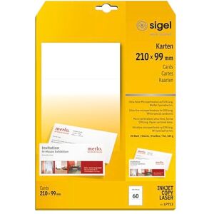 Sigel LP713 PC-Korrespondenz-Karten DIN lang, beidseitig bedruckbar, weiß, 185 g, 60 Stück Sigel LP713 PC-Korrespondenz-Karten DIN lang, beidseitig bedruckbar, weiß, 185 g, 60 Stück