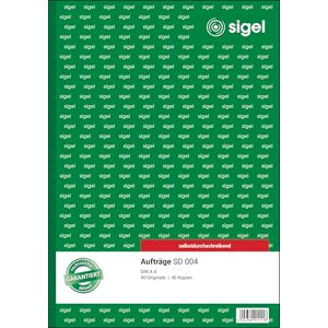 Sigel SD004 Auftragsbuch A4, 2x40 Blatt, selbstdurchschreibend, 1 Stück, aus nachhaltigem Papier Sigel SD004 Auftragsbuch A4, 2x40 Blatt, selbstdurchschreibend, 1 Stück, aus nachhaltigem Papier