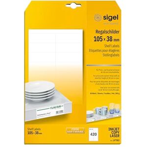 Sigel LP783 Regalschilder weiß, 105x38 mm, 420 Stück Sigel LP783 Regalschilder weiß, 105x38 mm, 420 Stück