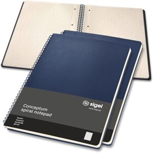 Sigel CO824 Premium Spiralblock A4, kariert, dunkelblau, 80 Blatt, sehr stabiler Hardcover-Einband, 3er Pack, Einsteckfach, aus nachhaltigem Papier, Conceptum Sigel CO824 Premium Spiralblock A4, kariert, dunkelblau, 80 Blatt, sehr stabiler Hardcover-Einband, 3er Pack, Einsteckfach, aus nachhaltigem Papier, Conceptum