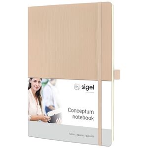 Sigel CO330 Premium Notizbuch A4 kariert beige, Softcover, 194 nummerierte Seiten, nachhaltiges Papier, mit Inhaltsverzeichnis, Stiftschlaufe, Falttasche, Gummibandverschluss, Conceptum Sigel CO330 Premium Notizbuch A4 kariert beige, Softcover, 194 nummerierte Seiten, nachhaltiges Papier, mit Inhaltsverzeichnis, Stiftschlaufe, Falttasche, Gummibandverschluss, Conceptum