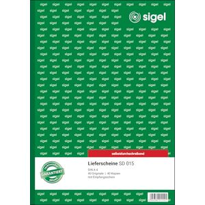 Sigel SD015 Lieferscheine A4, 2x40 Blatt, selbstdurchschreibend, 1 Stück, aus nachhaltigem Papier Sigel SD015 Lieferscheine A4, 2x40 Blatt, selbstdurchschreibend, 1 Stück, aus nachhaltigem Papier