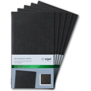 Sigel RM100/5 Rechnungsmappe, schwarz, mit edler Leinenstruktur, 5er Pack, strapazierfähig und leicht abwischbar, 23 x 13 cm Sigel RM100/5 Rechnungsmappe, schwarz, mit edler Leinenstruktur, 5er Pack, strapazierfähig und leicht abwischbar, 23 x 13 cm