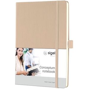 Sigel CO651 Premium Notizbuch A5 liniert beige, Hardcover, 194 nummerierte Seiten, nachhaltiges Papier, mit Inhaltsverzeichnis, Stiftschlaufe, Falttasche, Gummibandverschluss, Conceptum Sigel CO651 Premium Notizbuch A5 liniert beige, Hardcover, 194 nummerierte Seiten, nachhaltiges Papier, mit Inhaltsverzeichnis, Stiftschlaufe, Falttasche, Gummibandverschluss, Conceptum
