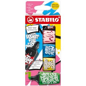 STABILO Textmarker & Marker BOSS MINI by Snooze One 5er Pack pink, blau, gelb, grün & schwarz STABILO Textmarker & Marker BOSS MINI by Snooze One 5er Pack pink, blau, gelb, grün & schwarz