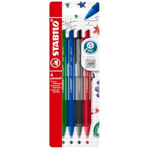 STABILO Druck-Kugelschreiber pointball colorful 4er Pack ultramarinblau, dunkelgrau, rostrot, minzgrün STABILO Druck-Kugelschreiber pointball colorful 4er Pack ultramarinblau, dunkelgrau, rostrot, minzgrün