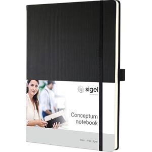 Sigel CO116 Premium Notizbuch A4+ liniert schwarz, Hardcover, 194 nummerierte Seiten, nachhaltiges Papier, mit Inhaltsverzeichnis, Stiftschlaufe, Falttasche, Gummibandverschluss, Conceptum Sigel CO116 Premium Notizbuch A4+ liniert schwarz, Hardcover, 194 nummerierte Seiten, nachhaltiges Papier, mit Inhaltsverzeichnis, Stiftschlaufe, Falttasche, Gummibandverschluss, Conceptum