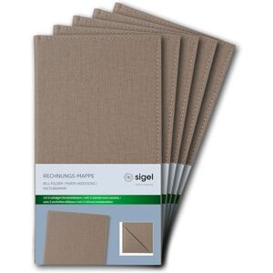 Sigel RM102/5 Rechnungsmappe, beige mit edler Leinenstruktur, 5er Pack, strapazierfähig und leicht abwischbar, 23 x 13 cm Sigel RM102/5 Rechnungsmappe, beige mit edler Leinenstruktur, 5er Pack, strapazierfähig und leicht abwischbar, 23 x 13 cm