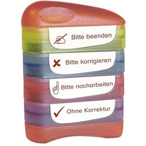 TimeTEX "Perpetuum" Siebdruck-Stempel 4-in-1 "Bitte beenden" Wiederbefüllbarer Lehrerstempel für die Schule 40x10 mm ca. 5000 Stempelabdrücke Stempelfarbe: rot TimeTEX "Perpetuum" Siebdruck-Stempel 4-in-1 "Bitte beenden" Wiederbefüllbarer Lehrerstempel für die Schule 40x10 mm ca. 5000 Stempelabdrücke Stempelfarbe: rot