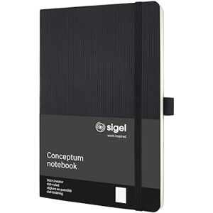 Sigel CO309 Premium Notizbuch A5 dotted schwarz, Softcover, 194 nummerierte Seiten, nachhaltiges Papier, mit Inhaltsverzeichnis, Stiftschlaufe, Falttasche, Gummibandverschluss, Conceptum Sigel CO309 Premium Notizbuch A5 dotted schwarz, Softcover, 194 nummerierte Seiten, nachhaltiges Papier, mit Inhaltsverzeichnis, Stiftschlaufe, Falttasche, Gummibandverschluss, Conceptum