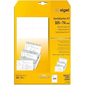 Sigel LP701 Karteikarten, beidseitig bedruckbar, weiß, 185 g, A7, 160 Stück Sigel LP701 Karteikarten, beidseitig bedruckbar, weiß, 185 g, A7, 160 Stück