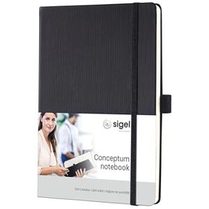 Sigel CO109 Premium Notizbuch A5 dotted schwarz, Hardcover, 194 nummerierte Seiten, nachhaltiges Papier, mit Inhaltsverzeichnis, Stiftschlaufe, Falttasche, Gummibandverschluss, Conceptum Sigel CO109 Premium Notizbuch A5 dotted schwarz, Hardcover, 194 nummerierte Seiten, nachhaltiges Papier, mit Inhaltsverzeichnis, Stiftschlaufe, Falttasche, Gummibandverschluss, Conceptum