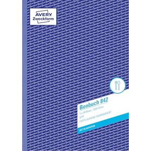 Avery 842 Bonbuch (A4, 1.000 fortlaufend nummerierte Bons, 2x50 Blatt, mit einem Blatt Blaupapier und je einem Durchschlag, 1 Buch mit 1.000 Bons, ideal für den Gastronomiebedarf) gelb/weiß Avery 842 Bonbuch (A4, 1.000 fortlaufend nummerierte Bons, 2x50 Blatt, mit einem Blatt Blaupapier und je einem Durchschlag, 1 Buch mit 1.000 Bons, ideal für den Gastronomiebedarf) gelb/weiß