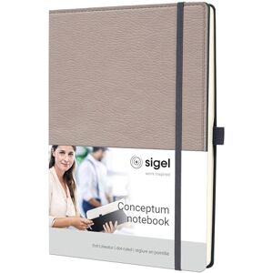 Sigel CO692 Premium Notizbuch A4 dotted, Leder-Look beige, Hardcover, 194 nummerierte Seiten, nachhaltiges Papier, Inhaltsverzeichnis Stiftschlaufe Falttasche Gummibandverschluss, Conceptum Sigel CO692 Premium Notizbuch A4 dotted, Leder-Look beige, Hardcover, 194 nummerierte Seiten, nachhaltiges Papier, Inhaltsverzeichnis Stiftschlaufe Falttasche Gummibandverschluss, Conceptum