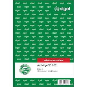Sigel SD002 Auftragsbuch A5, 3 x 40 Blatt, selbstdurchschreibend, 1 Stück, aus nachhaltigem Papier Sigel SD002 Auftragsbuch A5, 3 x 40 Blatt, selbstdurchschreibend, 1 Stück, aus nachhaltigem Papier
