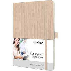 Sigel CO332 Premium Notizbuch A5 kariert beige, Softcover, 194 nummerierte Seiten, nachhaltiges Papier, mit Inhaltsverzeichnis, Stiftschlaufe, Falttasche, Gummibandverschluss, Conceptum Sigel CO332 Premium Notizbuch A5 kariert beige, Softcover, 194 nummerierte Seiten, nachhaltiges Papier, mit Inhaltsverzeichnis, Stiftschlaufe, Falttasche, Gummibandverschluss, Conceptum