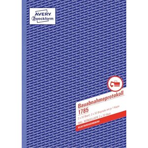 Avery 1785 Bauabnahmeprotokoll (Formularbuch, DIN A4, selbstdurchschreibend, mit integrierter Mängelliste, je 2x32 Blatt) weiß/gelb Avery 1785 Bauabnahmeprotokoll (Formularbuch, DIN A4, selbstdurchschreibend, mit integrierter Mängelliste, je 2x32 Blatt) weiß/gelb