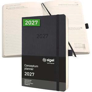 Sigel C2720 Terminplaner Tageskalender 2027, ca. A5, schwarz, Softcover, 400 Seiten, Gummiband, Stiftschlaufe, Archivtasche, aus nachhaltigem Papier, Chefkalender Conceptum Sigel C2720 Terminplaner Tageskalender 2027, ca. A5, schwarz, Softcover, 400 Seiten, Gummiband, Stiftschlaufe, Archivtasche, aus nachhaltigem Papier, Chefkalender Conceptum