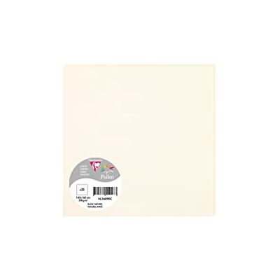 Clairefontaine 56090C Packung mit 25 Karten Pollen, viereckig, 16x16cm, 210g, ideal für Einladungen und Korrespondenz, Naturweiß, 1 Pack Clairefontaine 56090C Packung mit 25 Karten Pollen, viereckig, 16x16cm, 210g, ideal für Einladungen und Korrespondenz, Naturweiß, 1 Pack