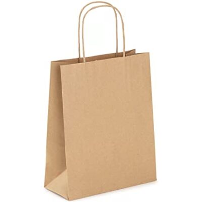 Viquel Kraftbeutel, klein, 18 x 8 x 22 cm – Kraftbeutel mit braunem Griff – 50 Papiertüten – Braun Viquel Kraftbeutel, klein, 18 x 8 x 22 cm – Kraftbeutel mit braunem Griff – 50 Papiertüten – Braun