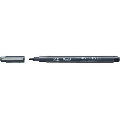 Pentel Pointliner Calligraphy S20P-C20A, Metallgefasste Kalligraphiespitze, Schwarz, Wasserfest und Lichtecht, 2.0 mm, Fineliner, 1 Stück Pentel Pointliner Calligraphy S20P-C20A, Metallgefasste Kalligraphiespitze, Schwarz, Wasserfest und Lichtecht, 2.0 mm, Fineliner, 1 Stück