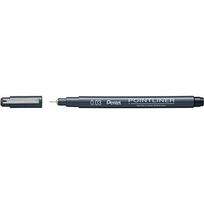 Pentel Pointliner S20P-03A, Fineliner, schwarz, wasserfest und lichtecht, 0.03 mm, 1 Stück (1er Pack) Pentel Pointliner S20P-03A, Fineliner, schwarz, wasserfest und lichtecht, 0.03 mm, 1 Stück (1er Pack)