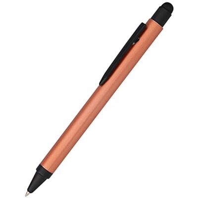 Online Kugelschreiber Alu Stylus Rosegold, Druckkugelschreiber aus Aluminium, auswechselbare Großraum-Mine, Schreibfarbe blau, mit Softtouch Feeling, Stift mit Touchpen, 1 Stück Online Kugelschreiber Alu Stylus Rosegold, Druckkugelschreiber aus Aluminium, auswechselbare Großraum-Mine, Schreibfarbe blau, mit Softtouch Feeling, Stift mit Touchpen, 1 Stück