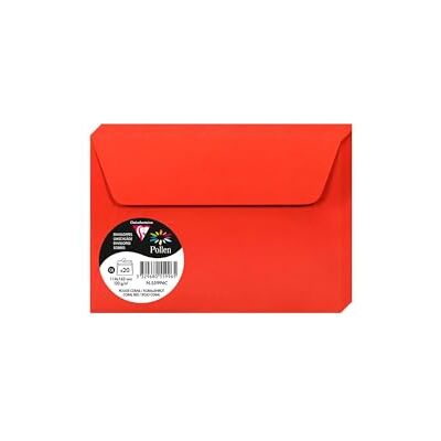 Clairefontaine 55996C Packung mit 20 Umschläge Pollen selbstklebend, Format C6 (11,4x16,2cm), 120g, Korallenrot, ideal für Ihre Einladungen und Korrespondenz, 1 Pack Clairefontaine 55996C Packung mit 20 Umschläge Pollen selbstklebend, Format C6 (11,4x16,2cm), 120g, Korallenrot, ideal für Ihre Einladungen und Korrespondenz, 1 Pack