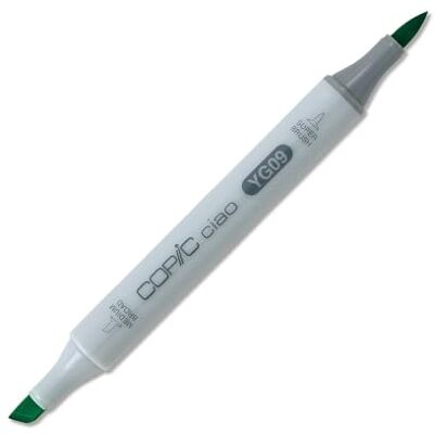Copic Ciao Marker Typ YG 09, Lettuce Green, vielseitiger Layoutmarker, mit einer mittelbreiten und einer Brush-Spitze Copic Ciao Marker Typ YG 09, Lettuce Green, vielseitiger Layoutmarker, mit einer mittelbreiten und einer Brush-Spitze