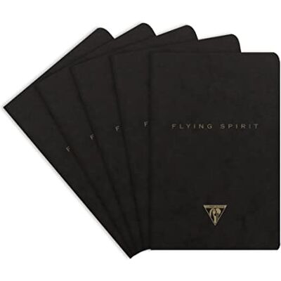Clairefontaine 102596C Packung mit 5 Hefte Flying Spirit, liniert 9x14 cm 48 Blatt, Schwarz Motiven sortiert, 1 Pack Clairefontaine 102596C Packung mit 5 Hefte Flying Spirit, liniert 9x14 cm 48 Blatt, Schwarz Motiven sortiert, 1 Pack