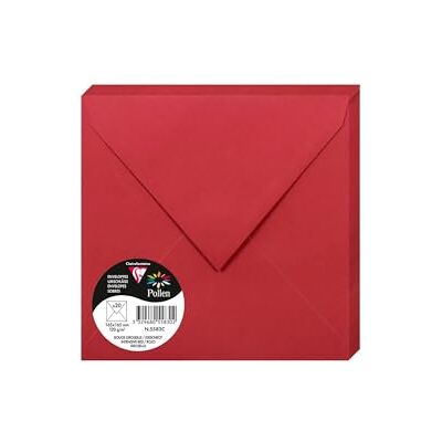 Clairefontaine 5583C Packung mit 20 Umschläge Pollen, Format 165 x 165mm, 120g, ideal für Einladungen und Korrespondenz, Kirschrot, 1 Pack Clairefontaine 5583C Packung mit 20 Umschläge Pollen, Format 165 x 165mm, 120g, ideal für Einladungen und Korrespondenz, Kirschrot, 1 Pack
