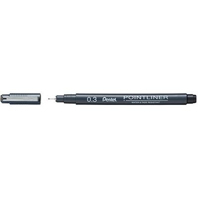 Pentel Pointliner S20P-3A, Fineliner, schwarz, wasserfest und lichtecht, 0,3 mm Pentel Pointliner S20P-3A, Fineliner, schwarz, wasserfest und lichtecht, 0,3 mm