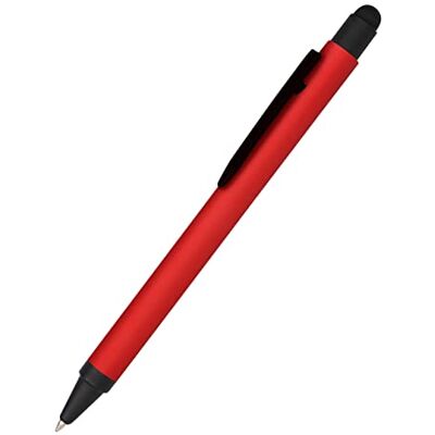Online Kugelschreiber Alu Stylus Rot, Druckkugelschreiber aus Aluminium, auswechselbare Großraum-Mine, Schreibfarbe blau, mit Softtouch Feeling, Stift mit Touchpen, 1 Stück Online Kugelschreiber Alu Stylus Rot, Druckkugelschreiber aus Aluminium, auswechselbare Großraum-Mine, Schreibfarbe blau, mit Softtouch Feeling, Stift mit Touchpen, 1 Stück