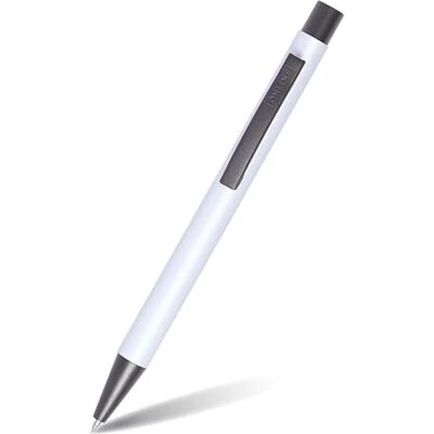 Online Kugelschreiber Soft Metal, Druckkugelschreiber aus Aluminium, auswechselbare Großraum-Mine, blauschreibend, dokumentenecht, Pure White mit Softtouch Feeling, Metallclip Dunkelgrau, 1 Stück Online Kugelschreiber Soft Metal, Druckkugelschreiber aus Aluminium, auswechselbare Großraum-Mine, blauschreibend, dokumentenecht, Pure White mit Softtouch Feeling, Metallclip Dunkelgrau, 1 Stück