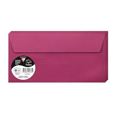 Clairefontaine 5765C Packung mit 20 Umschläge Pollen selbstklebend, Format DL 11x22cm, 120g, ideal für Ihre Einladungen und Korrespondenz, Himbeerrot, 1 Pack Clairefontaine 5765C Packung mit 20 Umschläge Pollen selbstklebend, Format DL 11x22cm, 120g, ideal für Ihre Einladungen und Korrespondenz, Himbeerrot, 1 Pack