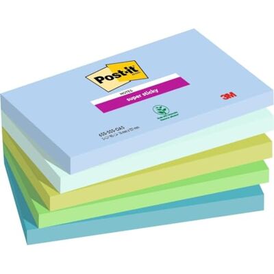 Post-it Super Sticky Notes, 5 Blöcke (450 Blatt), 127 x 76 mm, Blau, Grün Selbstklebende Haftnotizen mit Stärkerer Haftung, Klebezettel für Bürobedarf, Erinnerungen & To-Do-Listen; Repositionierbar Post-it Super Sticky Notes, 5 Blöcke (450 Blatt), 127 x 76 mm, Blau, Grün Selbstklebende Haftnotizen mit Stärkerer Haftung, Klebezettel für Bürobedarf, Erinnerungen & To-Do-Listen; Repositionierbar