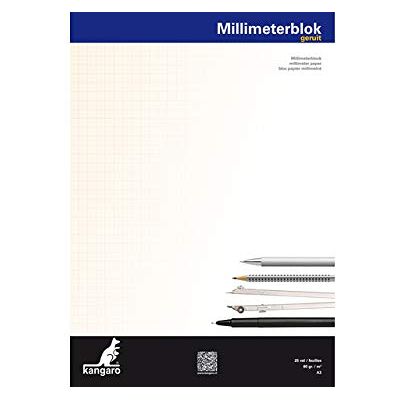 Kangaro Millimeterpapier A3 A3 80 grams block 25 Blatt. Packung mit 5 Stück. Kangaro Millimeterpapier A3 A3 80 grams block 25 Blatt. Packung mit 5 Stück.
