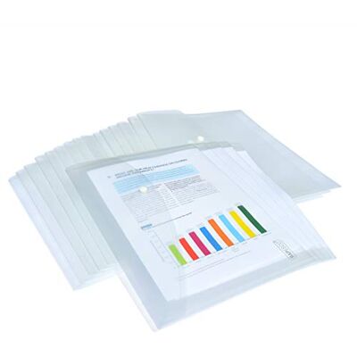 Rapesco 1497 ECO Recycelte Dokumentenmappe mit Druckknopf, A4+, 50 Stück Klar Transparent Rapesco 1497 ECO Recycelte Dokumentenmappe mit Druckknopf, A4+, 50 Stück Klar Transparent
