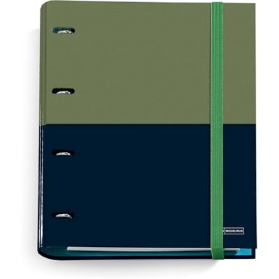 Miquelrius Ringbuch A4, Ringbuch mit 4 Ringen + 100 Blatt 70 g/m² kariert 5 mm kariert, Gummizugverschluss, Kollektion Rider Green Miquelrius Ringbuch A4, Ringbuch mit 4 Ringen + 100 Blatt 70 g/m² kariert 5 mm kariert, Gummizugverschluss, Kollektion Rider Green