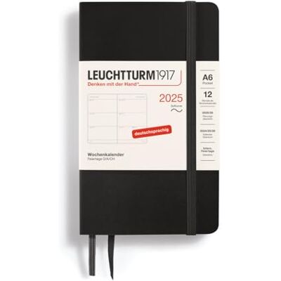 LEUCHTTURM1917 370571 Wochenkalender Pocket (A6) 2025, Softcover, Schwarz, Deutsch LEUCHTTURM1917 370571 Wochenkalender Pocket (A6) 2025, Softcover, Schwarz, Deutsch