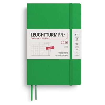 LEUCHTTURM1917 372793 Monatsplaner & Notizbuch Paperback (B6+) 2026, 16 Monate, Softcover, Spring Leaf, Englisch LEUCHTTURM1917 372793 Monatsplaner & Notizbuch Paperback (B6+) 2026, 16 Monate, Softcover, Spring Leaf, Englisch