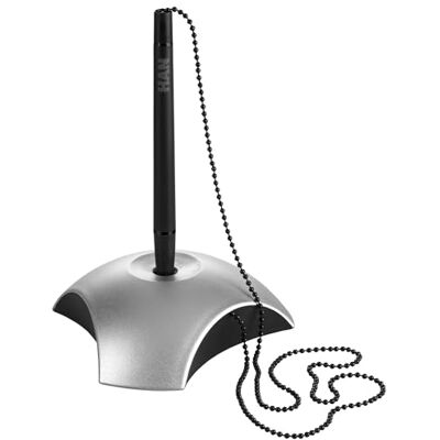 HAN Stifthalter DELTA, Eleganter Kugelschreiber mit Kette, für eine optimale Schreibtisch Organisation, für Büro oder Empfangstresen, 2751-77, silber HAN Stifthalter DELTA, Eleganter Kugelschreiber mit Kette, für eine optimale Schreibtisch Organisation, für Büro oder Empfangstresen, 2751-77, silber