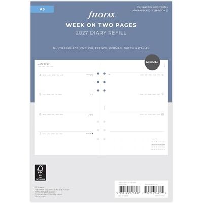 Filofax A5 Minimal Woche auf zwei Seiten 2027 Terminplaner 27-68590 Filofax A5 Minimal Woche auf zwei Seiten 2027 Terminplaner 27-68590