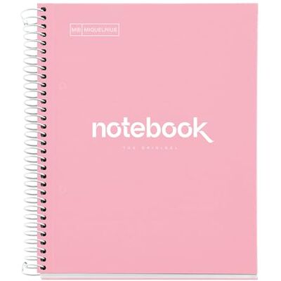 Miquelrius Notizbuch A5 Punkte Notebook, 1 farbiger Streifen, 80 Blatt liniert mit Punkten (Dots), Papier 90 g/m² mikroperforiert mit 2 Bohrungen für 2 Ringe, Einband aus Karton, Farbe Rosa Miquelrius Notizbuch A5 Punkte Notebook, 1 farbiger Streifen, 80 Blatt liniert mit Punkten (Dots), Papier 90 g/m² mikroperforiert mit 2 Bohrungen für 2 Ringe, Einband aus Karton, Farbe Rosa