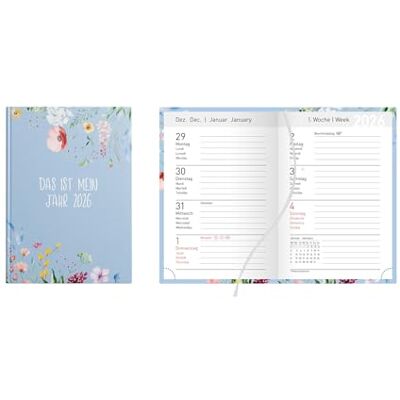 Idena 12042 Taschenkalender DIN A7 2026 "Mein Jahr", 1 Woche auf 2 Seiten, Terminplaner mit Hardcover-Einband, Blütenmotiv und Leseband Idena 12042 Taschenkalender DIN A7 2026 "Mein Jahr", 1 Woche auf 2 Seiten, Terminplaner mit Hardcover-Einband, Blütenmotiv und Leseband