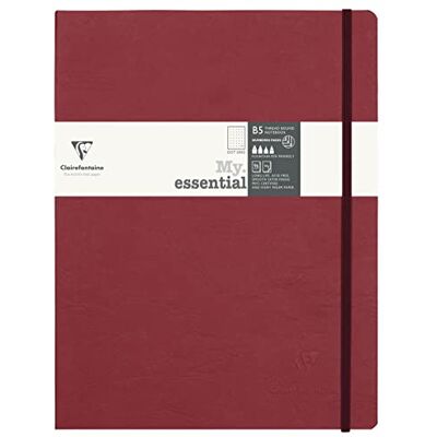 Clairefontaine 794432C Notizbuch My.Essential Age Bag, Format B5 (19x25 cm), mit Fadenbindung, 96 Blatt nummeriert, dot/punktkariert, Papier elfenbein 90g, Bordeaux, 1 Stück Clairefontaine 794432C Notizbuch My.Essential Age Bag, Format B5 (19x25 cm), mit Fadenbindung, 96 Blatt nummeriert, dot/punktkariert, Papier elfenbein 90g, Bordeaux, 1 Stück